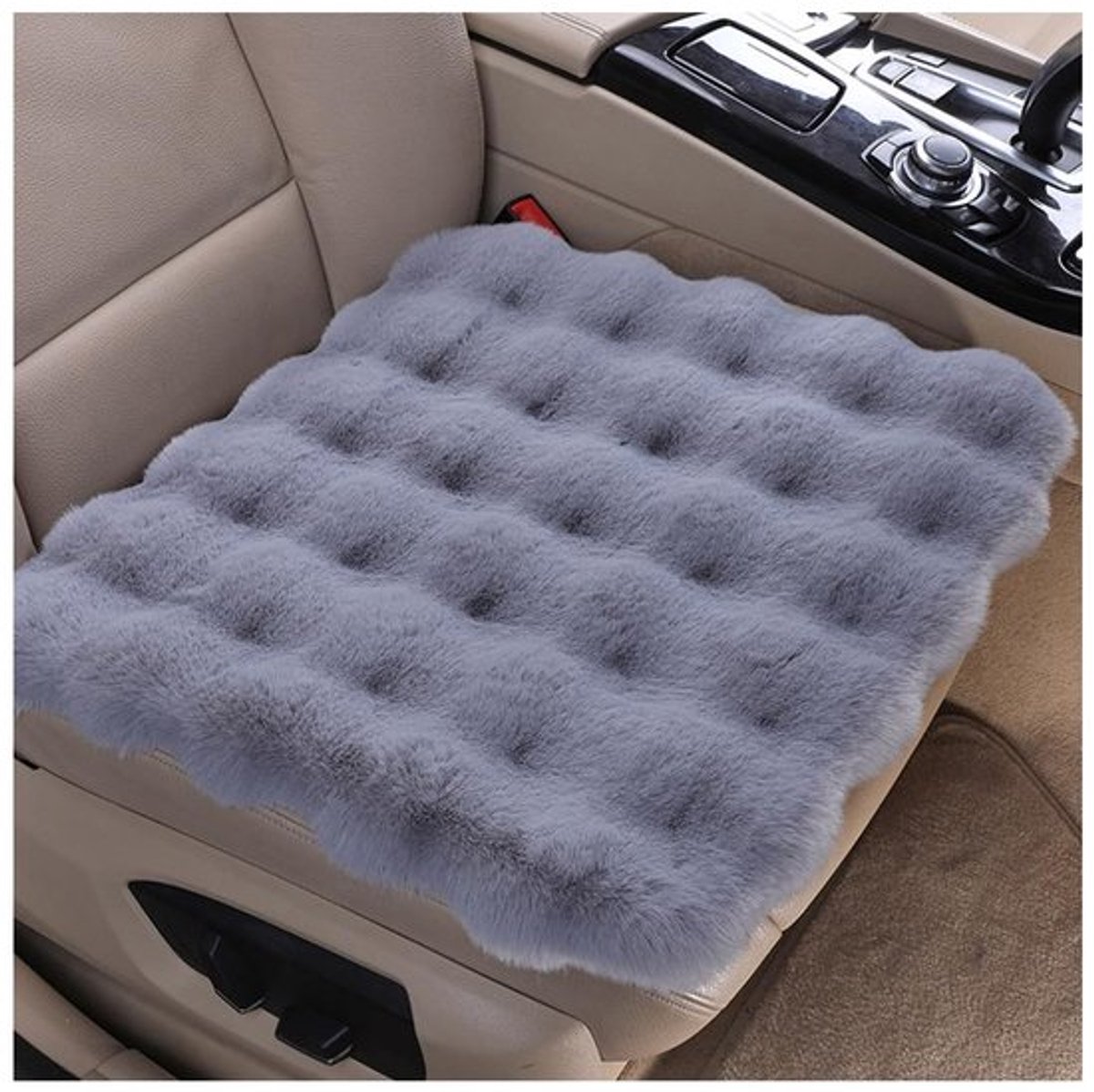 Autostoelkussen Ademend - Antislip Kussen - Zacht Fluweel - Universeel 45x45 cm - Warmte Bubbels - 1 Stuk - Autokussen