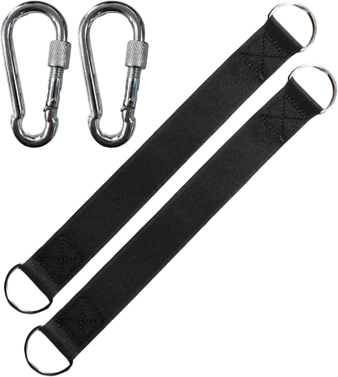 Bevestigingsset voor hangmatten, 2 stuks, zware belasting, nylon schommelophanging met stalen karabijnhaken en D-ringen, 200 kg draagvermogen, eenvoudig te installeren voor schommels en hangstoelen, ideaal voor buitengebruik en recreatie.
