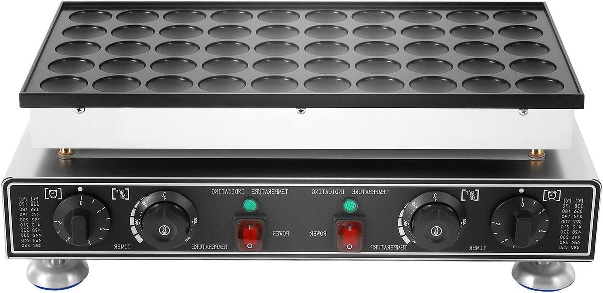 Mini Pannenkoekenmaker - Poffertjespan Elektrisch - Snacks Maken - 50 Mini Poffertjes - 1700 Watt - Zwart