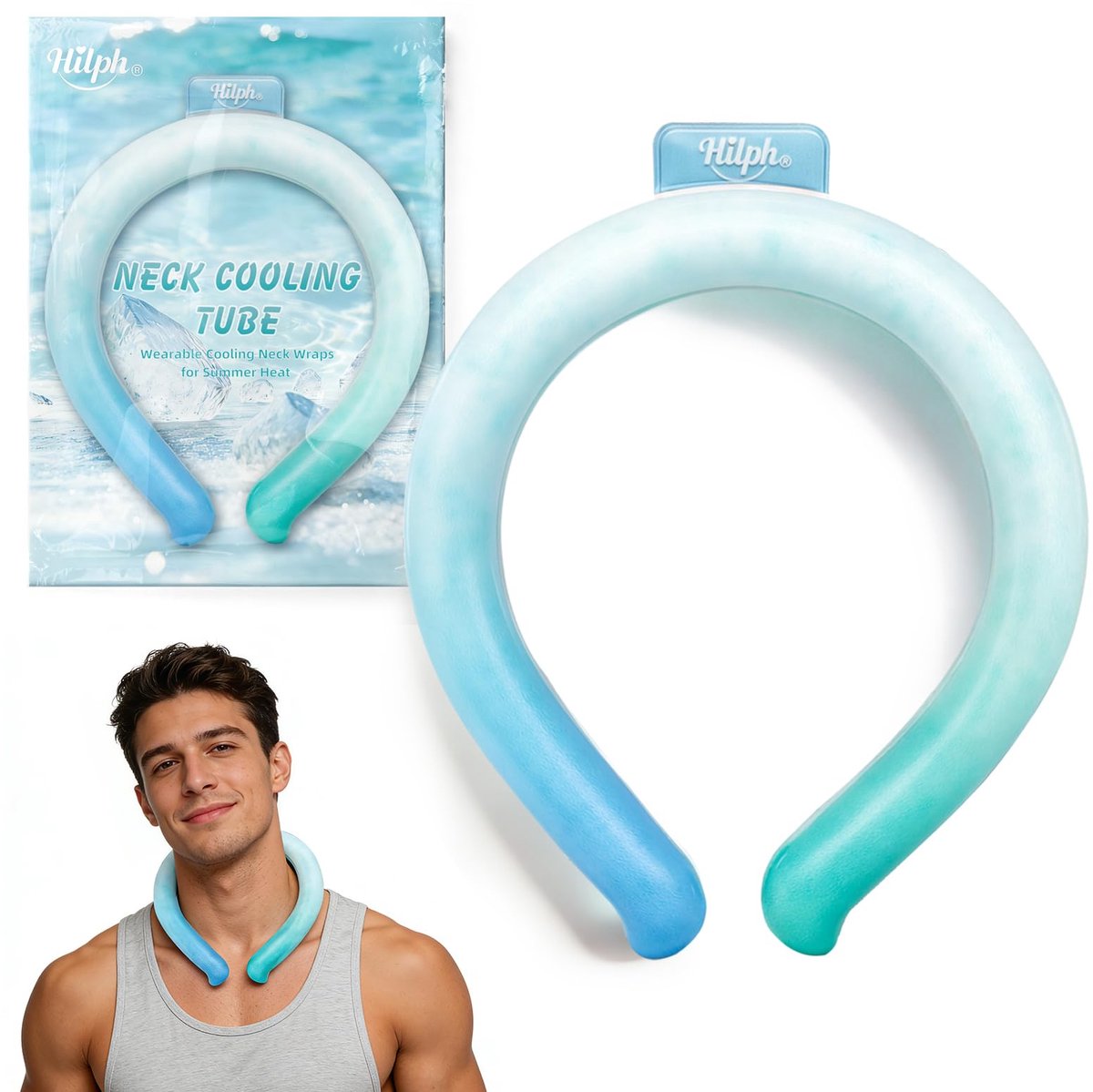 SnelShoppen - Hilph Nekkoelslang voor Zomerhitte, Draagbare Nekkoeltube, Herbruikbare Koelring voor Opvliegers, Outdoor, Camping, Tuinieren, 1 Stuk