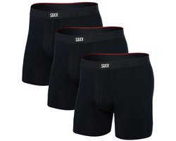 SAXX Boxershorts Heren met Stop Drop Technology - Vibe Xtra Soft Comfort - 3-Pack - Zwart - Maat XXL