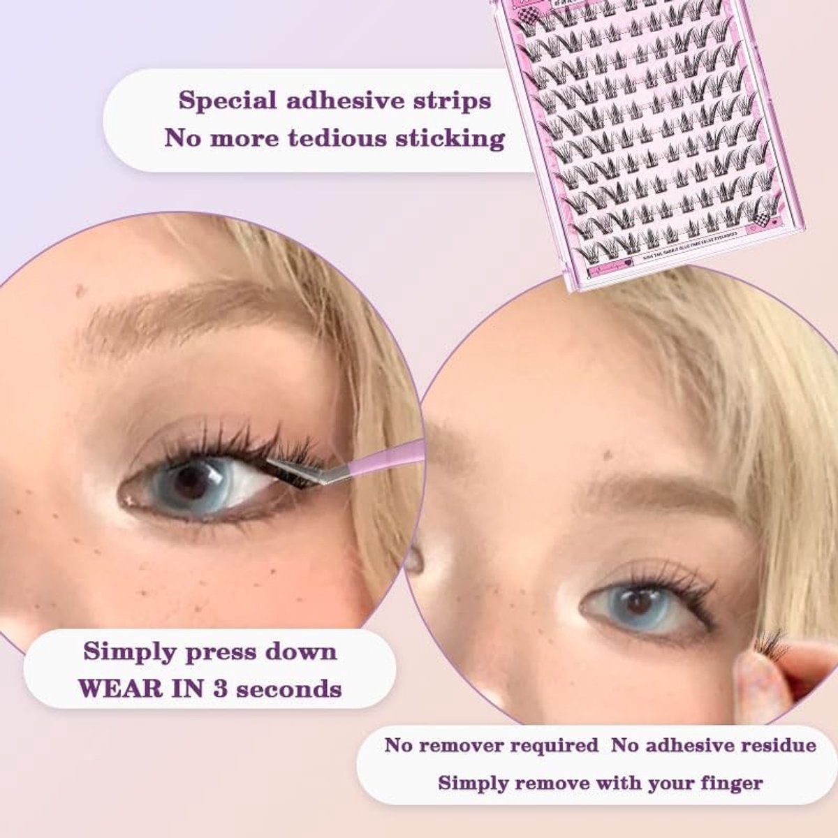 100 Stuks Zelfklevende Wimpers voor Fox Eyes, Individuele Valse Wimpers, DIY Wimperextensions, Dunne Fluffy Wimpers, 9-14MM voor een Natuurlijk Effect