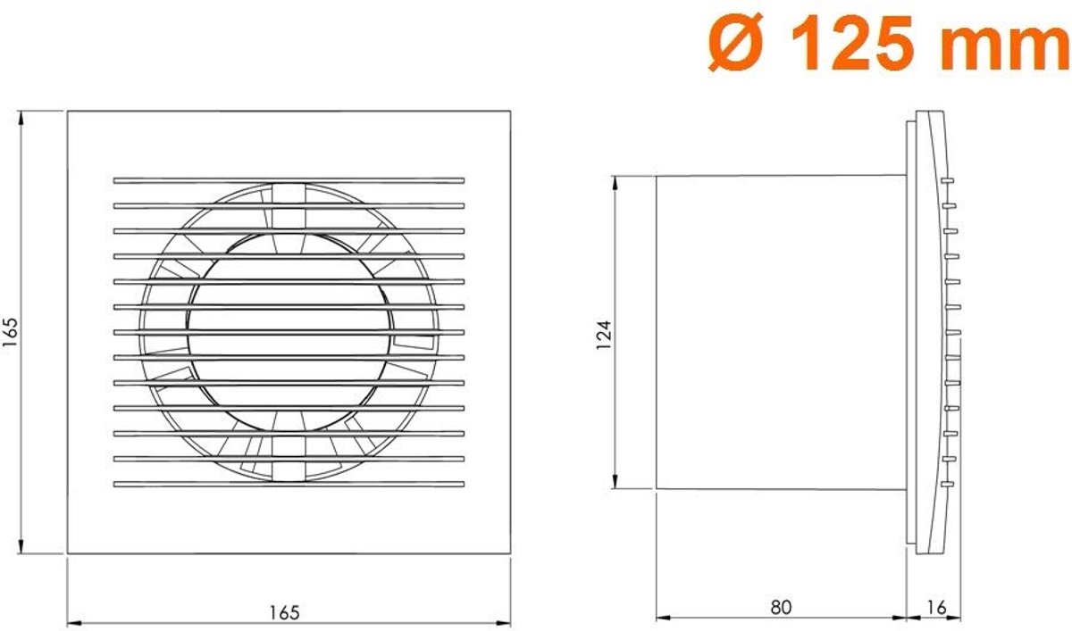 SnelShoppen - Ø 125mm Badkamerventilator - Witte Stille Afzuigventilator voor Keuken, Toilet en Badkamer - Wandventilator met Hoogwaardige Luchtcircul
