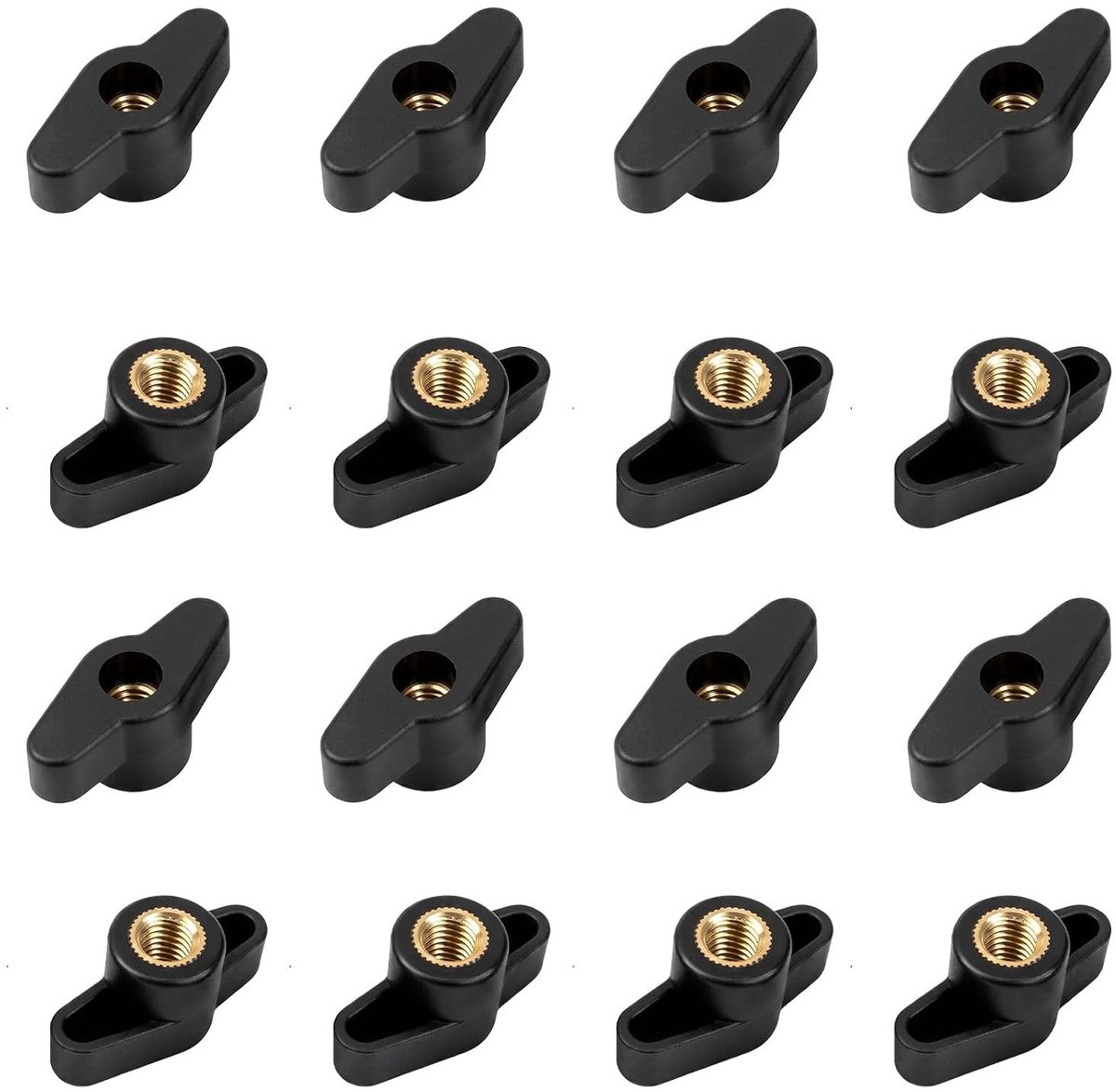 12 stuks M8 vlindermoeren, messing kern, kopdiameter 37 mm, ideaal voor machinebouw, meubelmontage en DIY-projecten