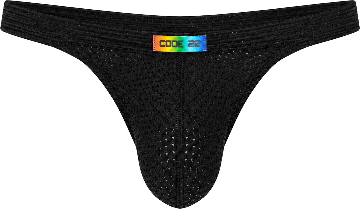 CODE 22 Pride Thong Black - MAAT S - Heren Ondergoed - String voor Man - Mannen Thong