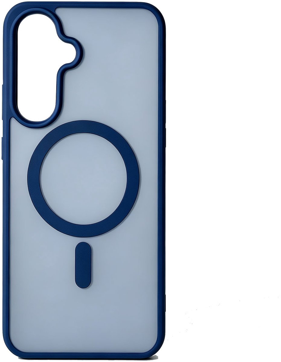 Casemania Hoesje Geschikt voor Samsung Galaxy A27 - Donker Blauw - Matte Armor Magnetische Back Cover - Geschikt voor MagSafe - Val/Stoot Bescherming met Verhoogde Camera Randen