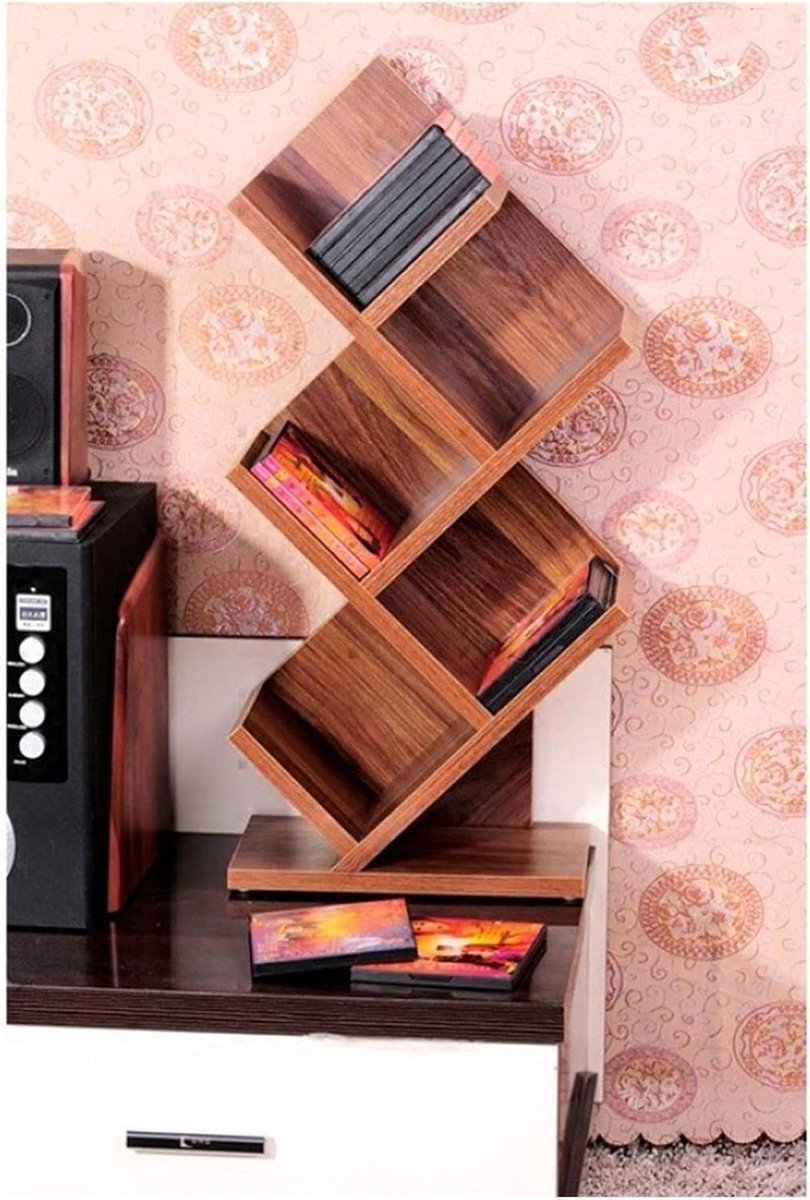 Platenrek Hout - Opberger Albums - Muziek Collectie - Minimalistisch Design - 28.5x17x66 cm - Houtkleur