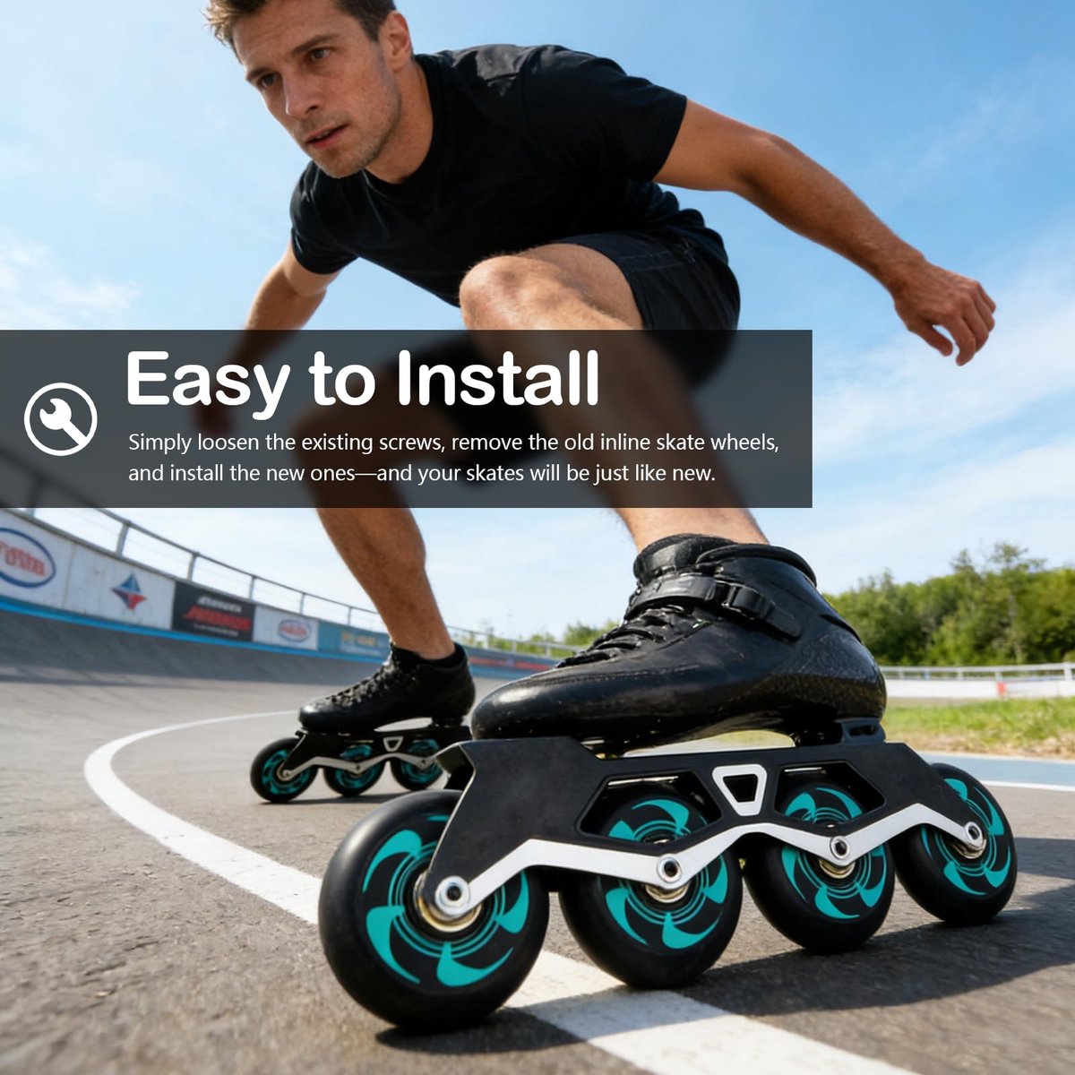 SnelShoppen - 8 Inline Skate Wielen 80mm 76mm, 90A Kogellager ABEC 9 - Indoor Outdoor Rolschaats Wielen voor K2 Hudora Gonex Apollo Skates