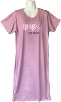 Big Shirt Dames Nachthemd Katoen Driekwart - Kleur Roze met Hartjes Print - Maat L