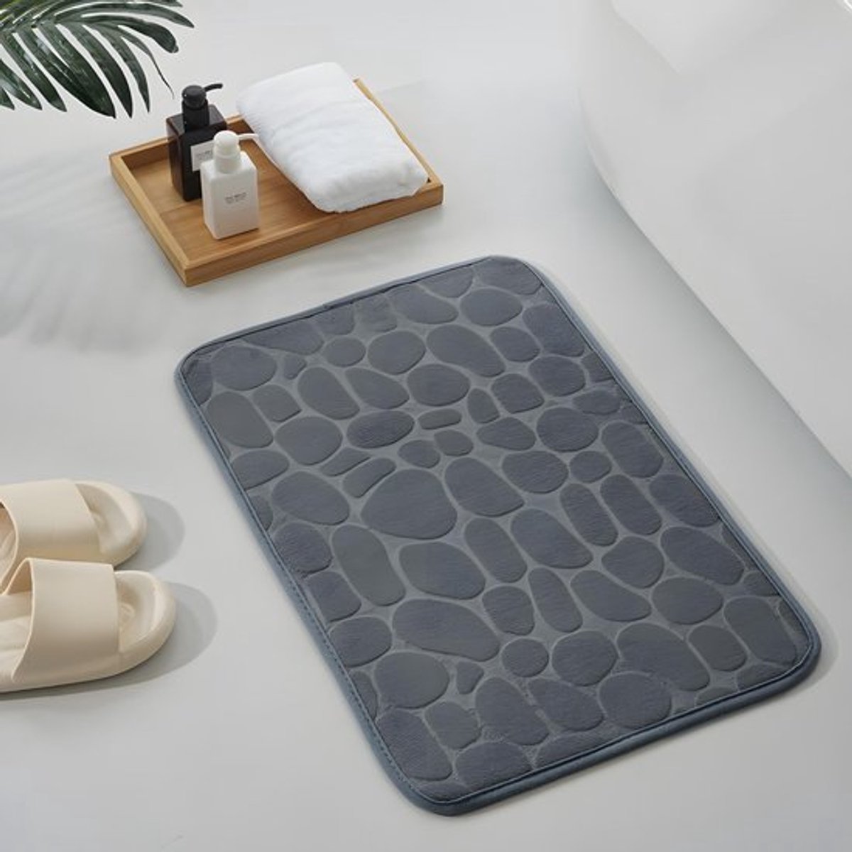 Badkamertapijtset 3-delig - Zachte Mat van Traagschuim - Antislip Mat - Absorberend en Sneldrogend - Machinewasbaar - Wc-Brilhoes met Uitsparing - Badmat