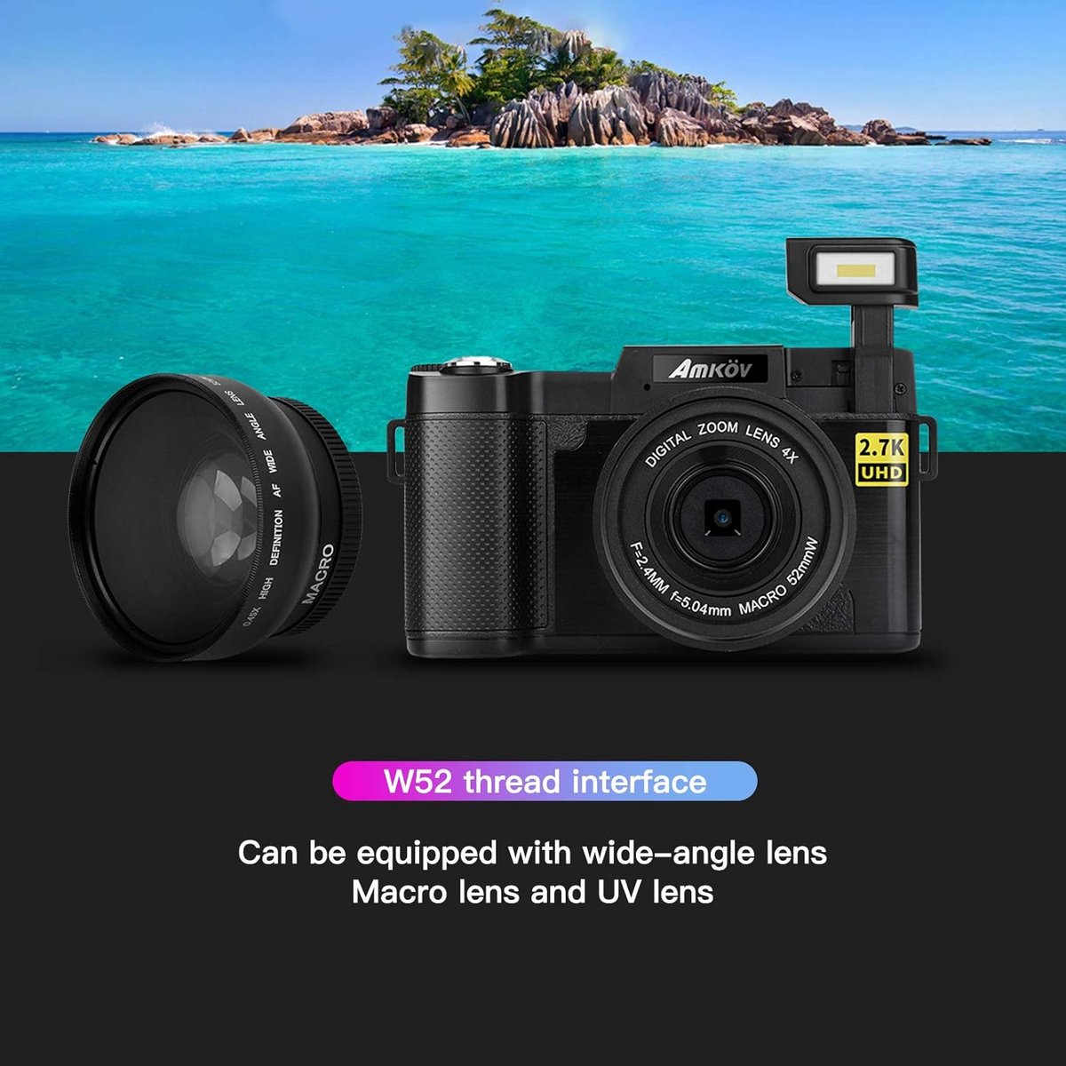 SnelShoppen - Wifi Digitaal Vlogging Camera 2.7K 48MP HD Fotocamera met 3 Inch Scherm, Oplaadbaar, 180° Rotatie voor Beginners, Ideaal voor Feest, Cam thumbnail 4