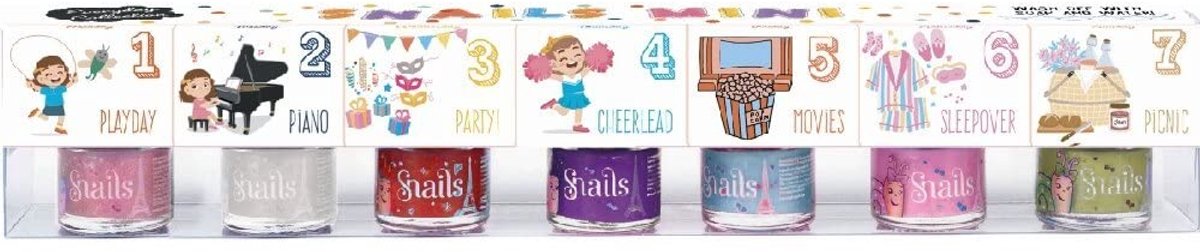 SnelShoppen - Kindernagellak Cadeauset 7 x 7 ml - Veilig, Afwasbaar, Waterbasis, Veganistisch, Perfect voor Feestjes en Creatieve Activiteiten
