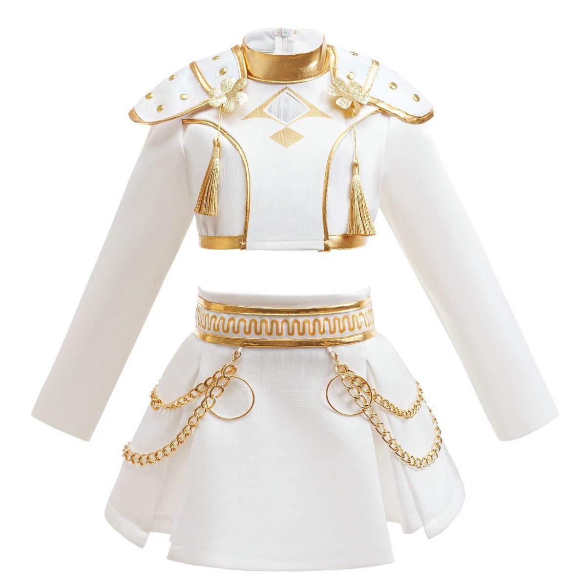Joya Kids® K-pop Stijl Meisjes Verkleedset | Geïnspireerd op de Demonenjagers Helden | Wit & Goud Kostuum voor Kinderen | Verkleedkleding voor Carnaval & Halloween | Cosplay Outfit Meisje | | | Small — afbeelding 2