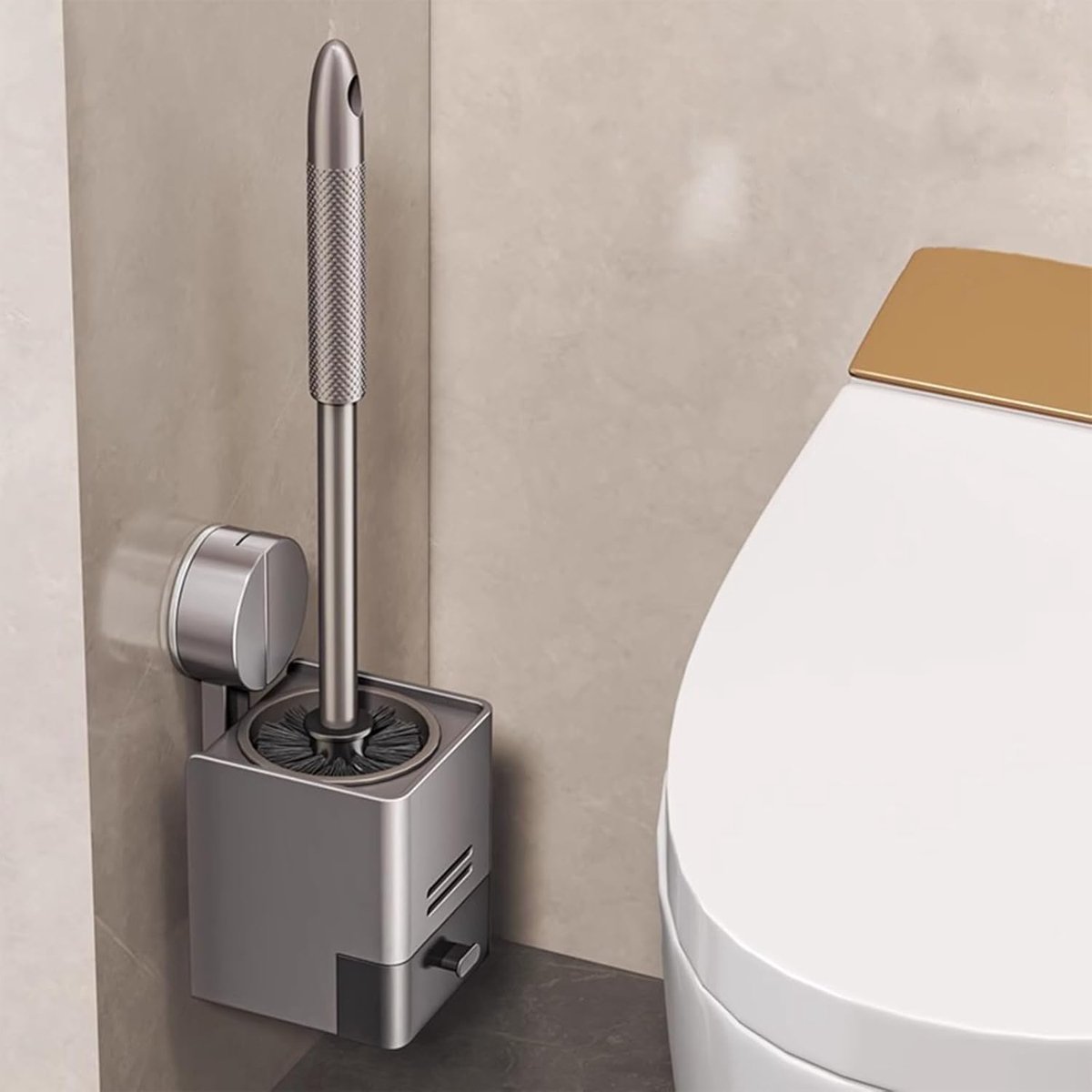 SnelShoppen - Toiletborstel set met sneldrogende houder, roestvrijstalen wc-borstel voor badkamer en toilet, moderne accessoires, hygiënisch en stijlv