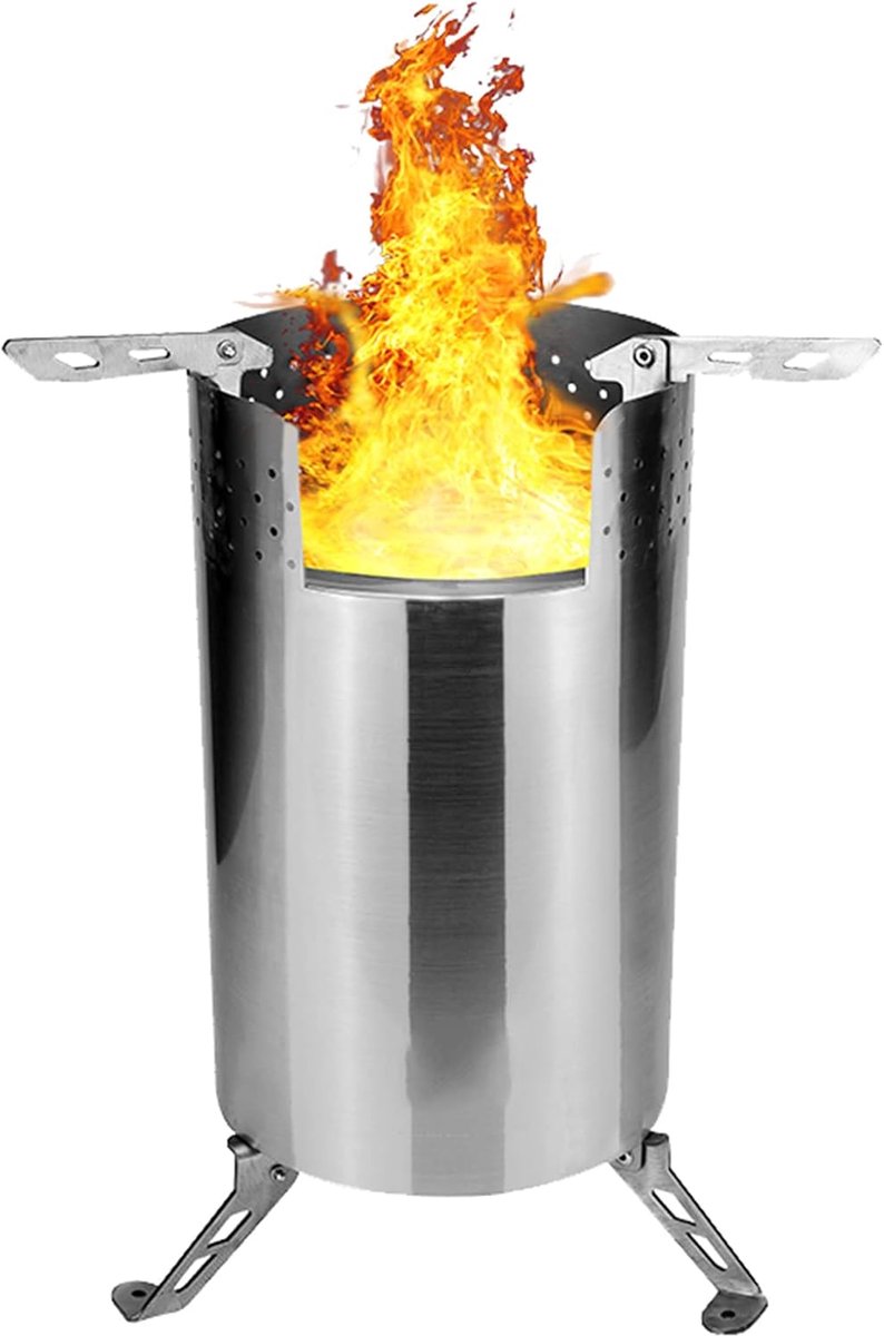 Buitenhaard - Vuurkorf - Buiten koken - Dubbele wand - Compact formaat - Zilver