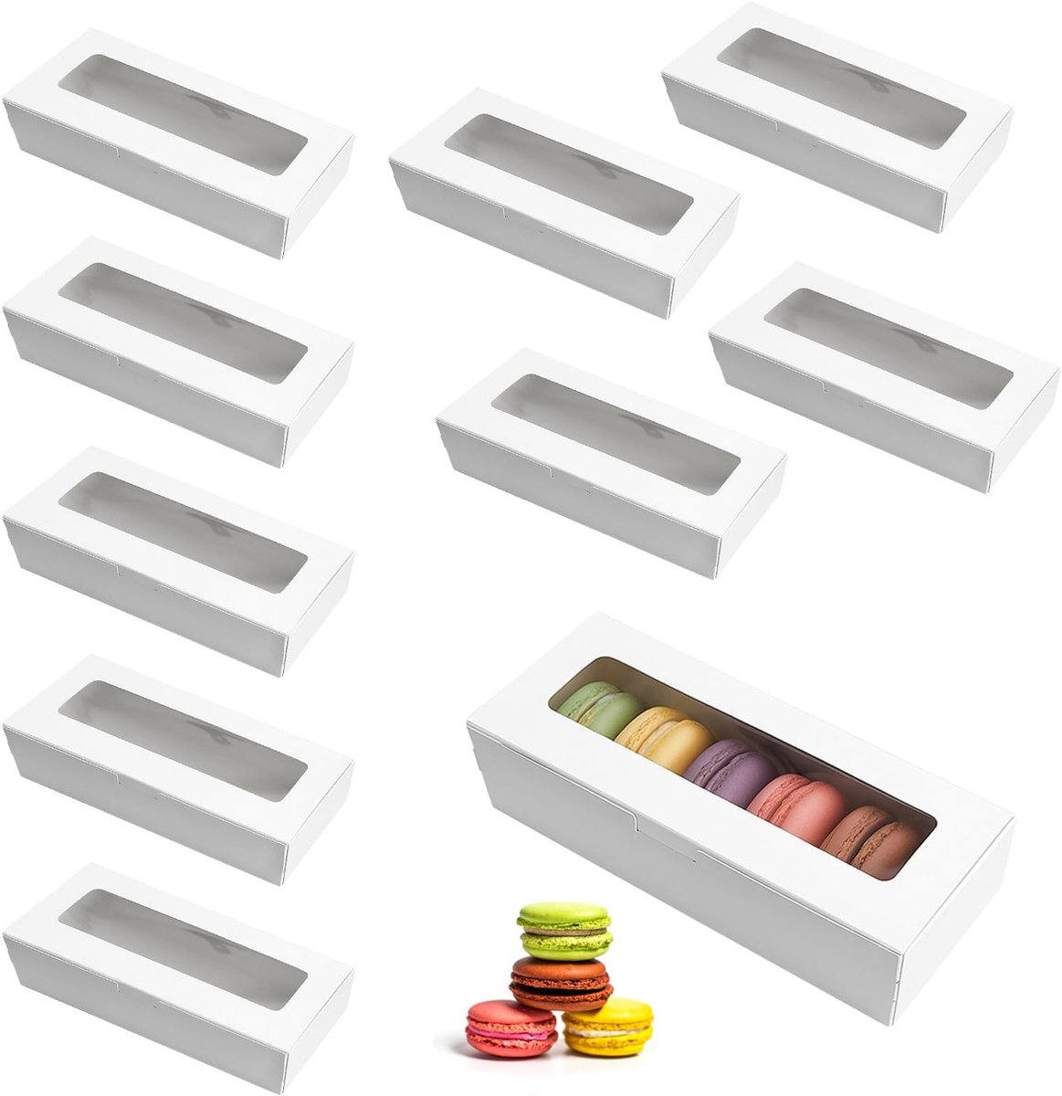 Dailygoods - 10 Stuks Macaron Verpakkingsdozen - Transparante Dozen voor Koekjes en Desserts