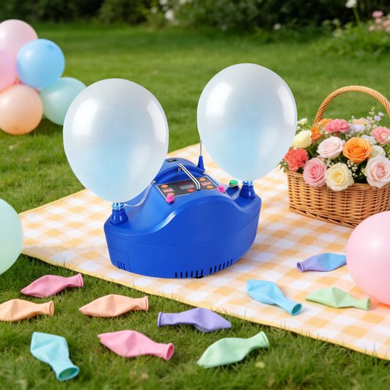 NAVOBIZ Elektrische ballon pomp - Opblaaspomp - Ballon opblazer - 4 mondstukken - Instelbare tijd - 1200W motor - 3,5 PSI - Blauw — afbeelding 5