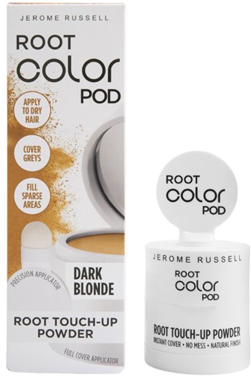 Uitgroeipoeder Donkerblond - Jerome Russell Root Color Pod - Uitgroei & Grijze Haren Bijwerken - Haarpoeder met Spiegel & Spons - Vegan 4g