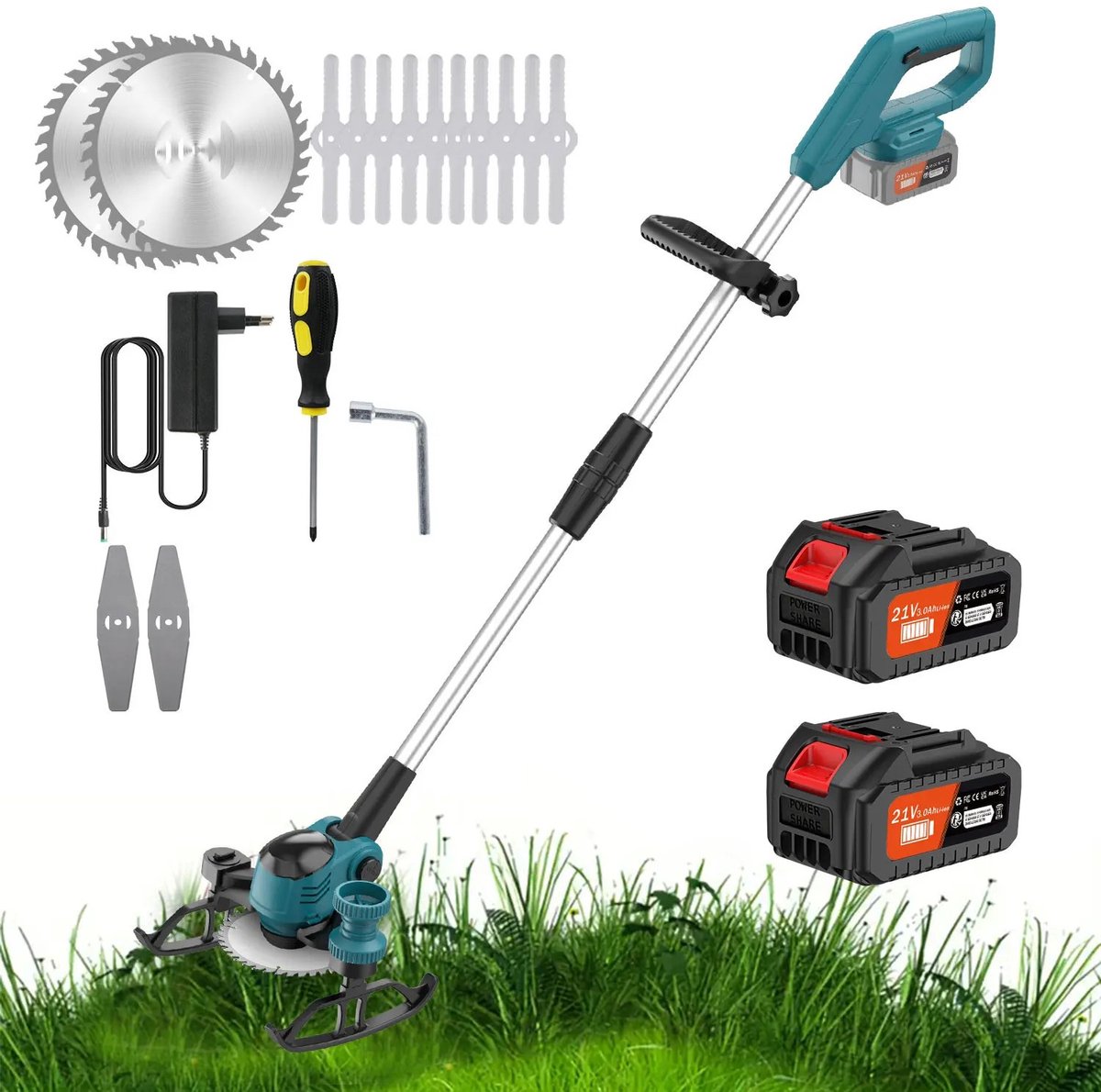 Dailygoods 21V Krachtige Grasmaaier Machine Draadloze Onkruid Wacker Elektrische Eater Mini Maaier Wieden Trimmen Tool G