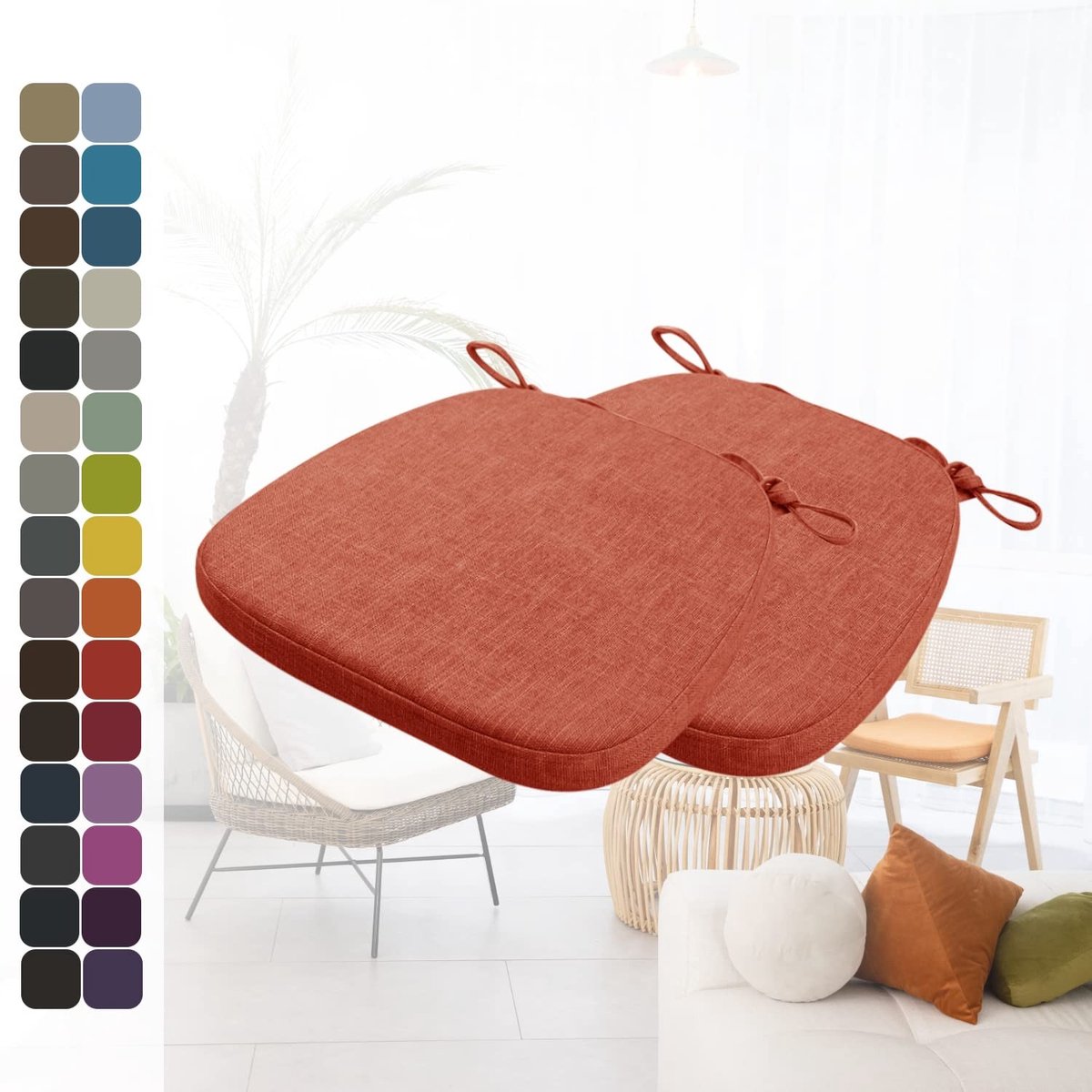 Dailygoods- Stoelkussen Comfortabel - Set van 2 - Wasbaar - Antislip - 40x38x3 cm - Ondersteuning voor elke stoel - Zitkussen