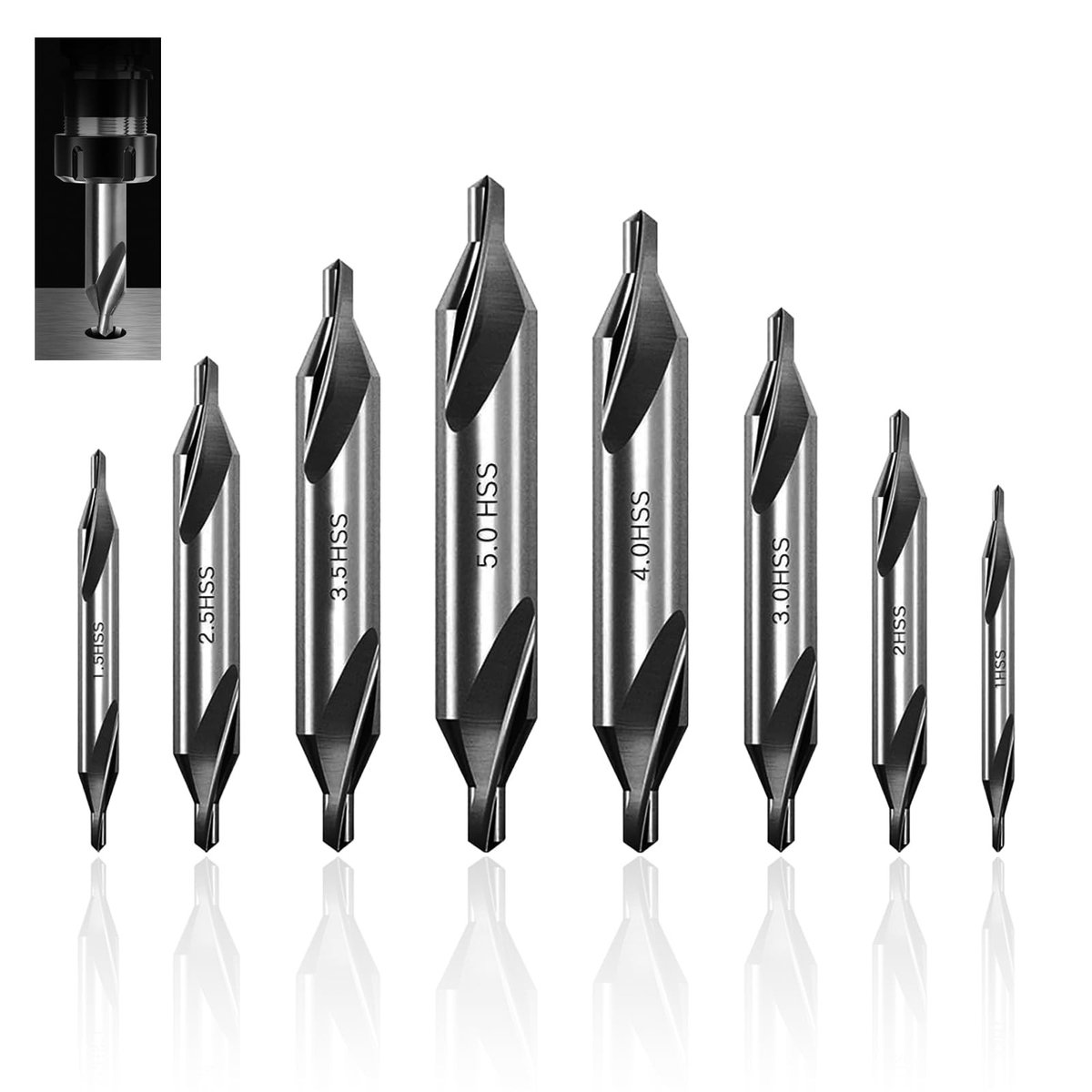 Dailygoods- Centreerboorset 8 Stuks - HSS Centreerboor 60 Graden - Verzinkboor - Accessoires voor Draaibank - Metaalbewerking - Slijtvast en Duurzaam - Boorset