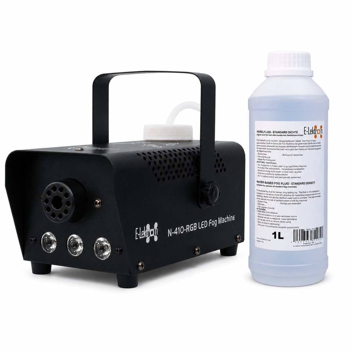 E-Lektron N-410-RGB rookmachine met 1 liter rookvloeistof - 400W met RGB LED’s en afstandsbediening