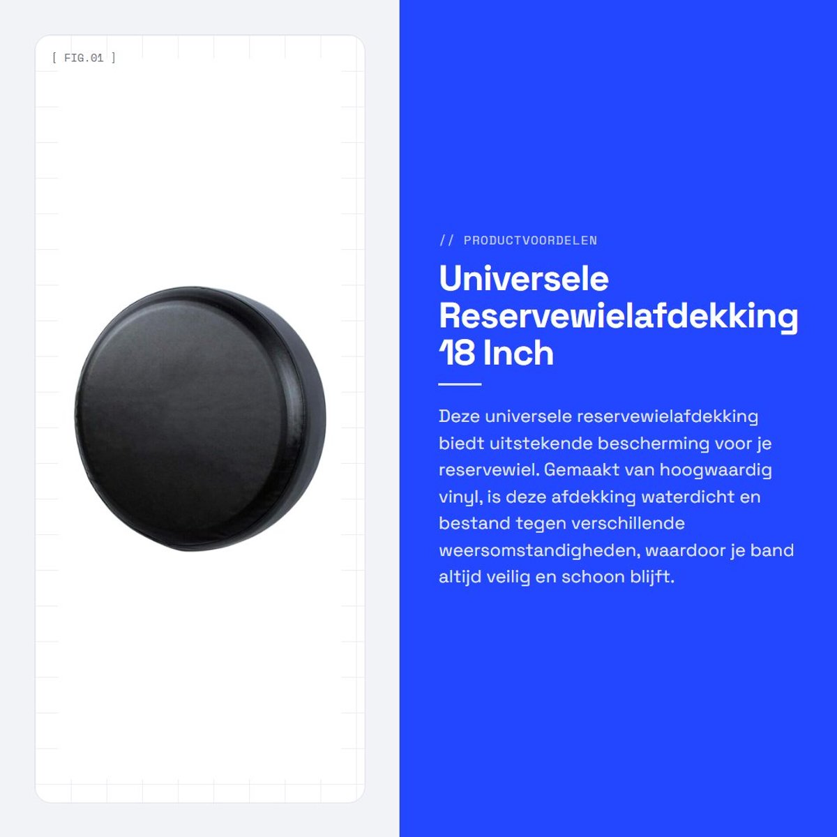 Dailygoods- Reservewielafdekking 18 Inch - Waterdichte Bandafdekking - Universele Pasvorm 82cm-84cm - Weerbestendig Vinyl - Eenvoudige Installatie - Duurzaam en Onderhoudsvriendelijk