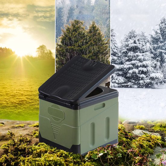 Draagbaar toilet - Opvouwbare autotoiletbril - Noodtoilet voor buiten - Essentieel voor noodgevallen op de camping - Milieuvriendelijk PP-materiaal - Waterdicht, geurloos en valbestendig - 20 liter - Draagvermogen 150 kg - Legergroen van Draagbaar — afbeelding 3