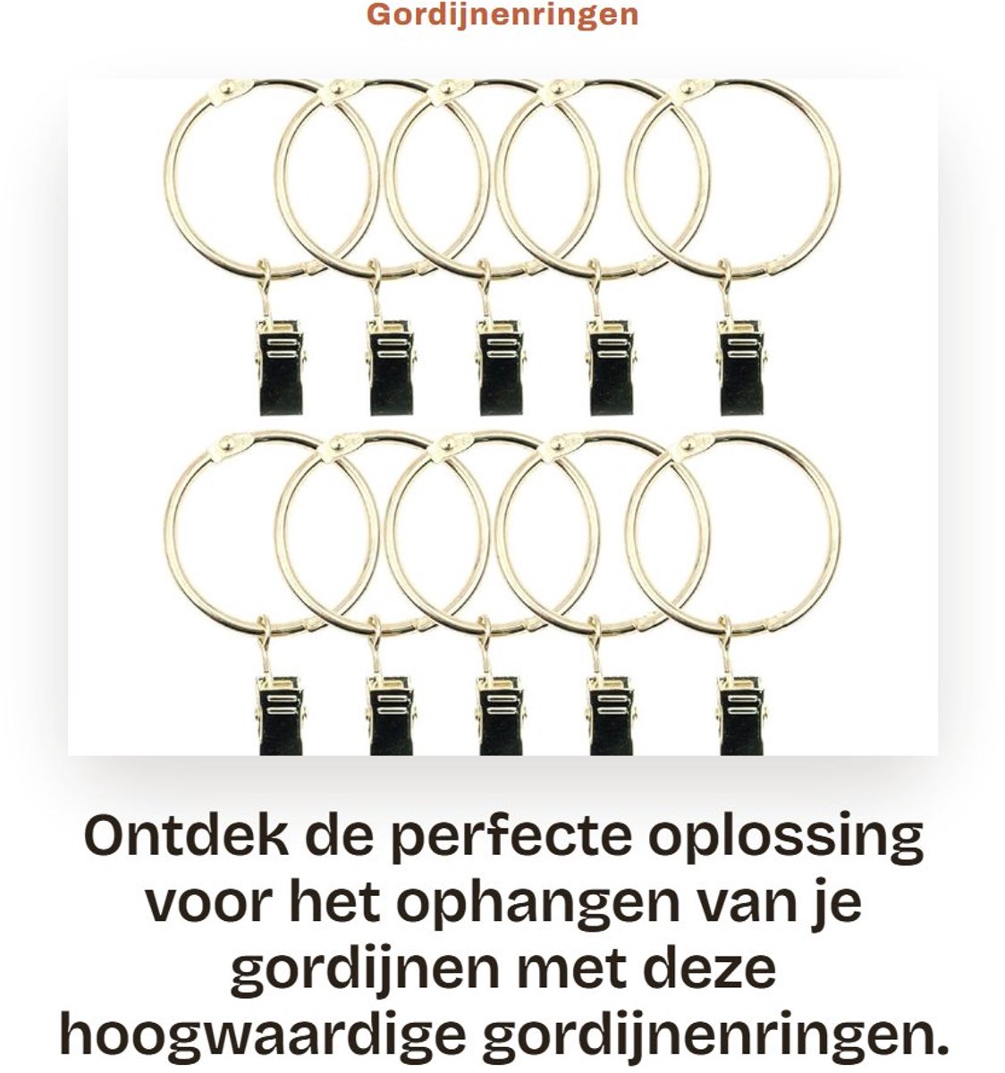 Dailygoods- Gordijnringen Roestvrij Staal - 40 Stuks - Met Clips - 1,5 Inch - Sterke Spanclip - Voor Zwaardere Gordijnen - Gordijnhaken
