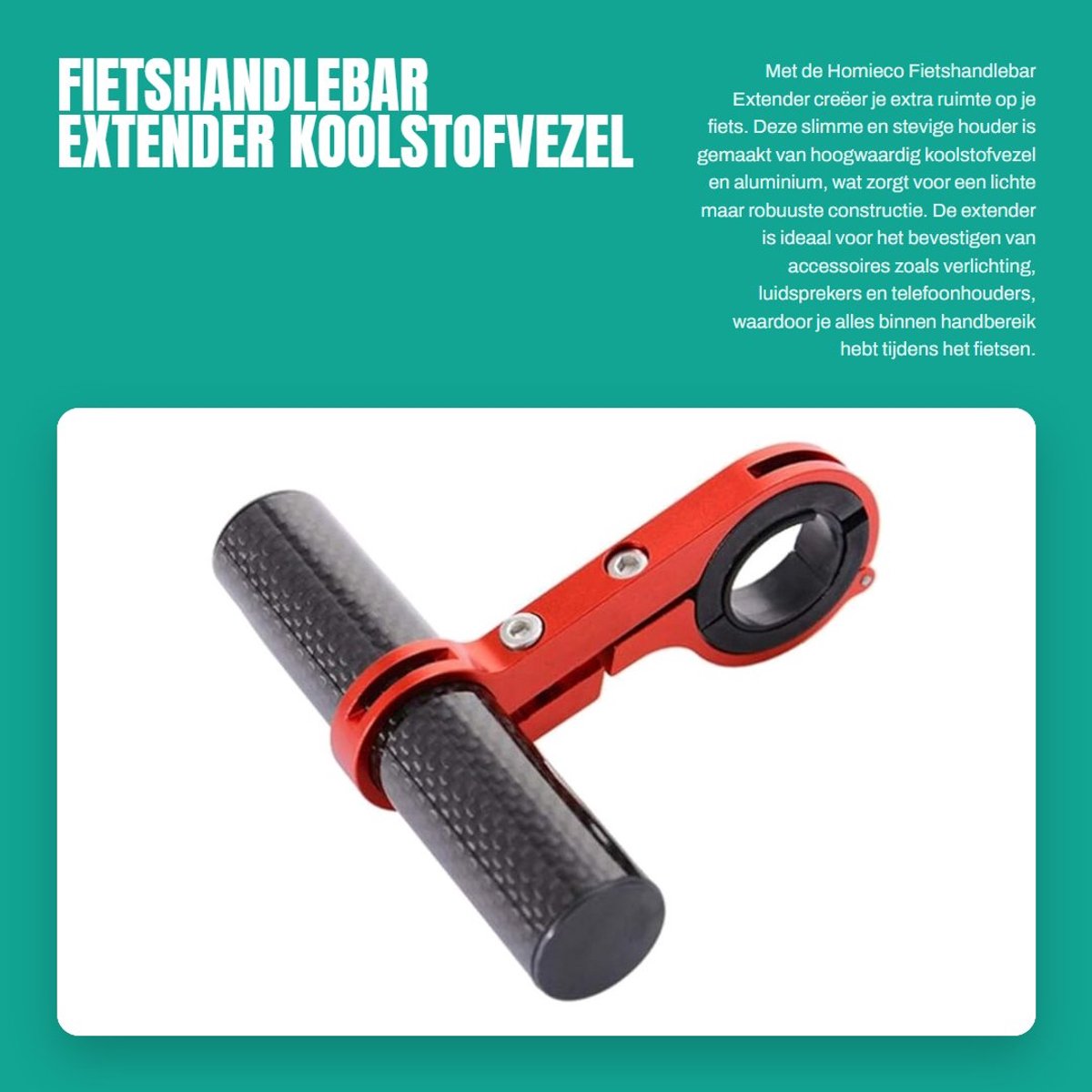 Dailygoods - Fietshandlebar Extender - Koolstofvezel - Ruimtebesparend - Aluminium Bevestiging - Verstelbaar - Fietsaccessoires - Geschikt voor fietse...