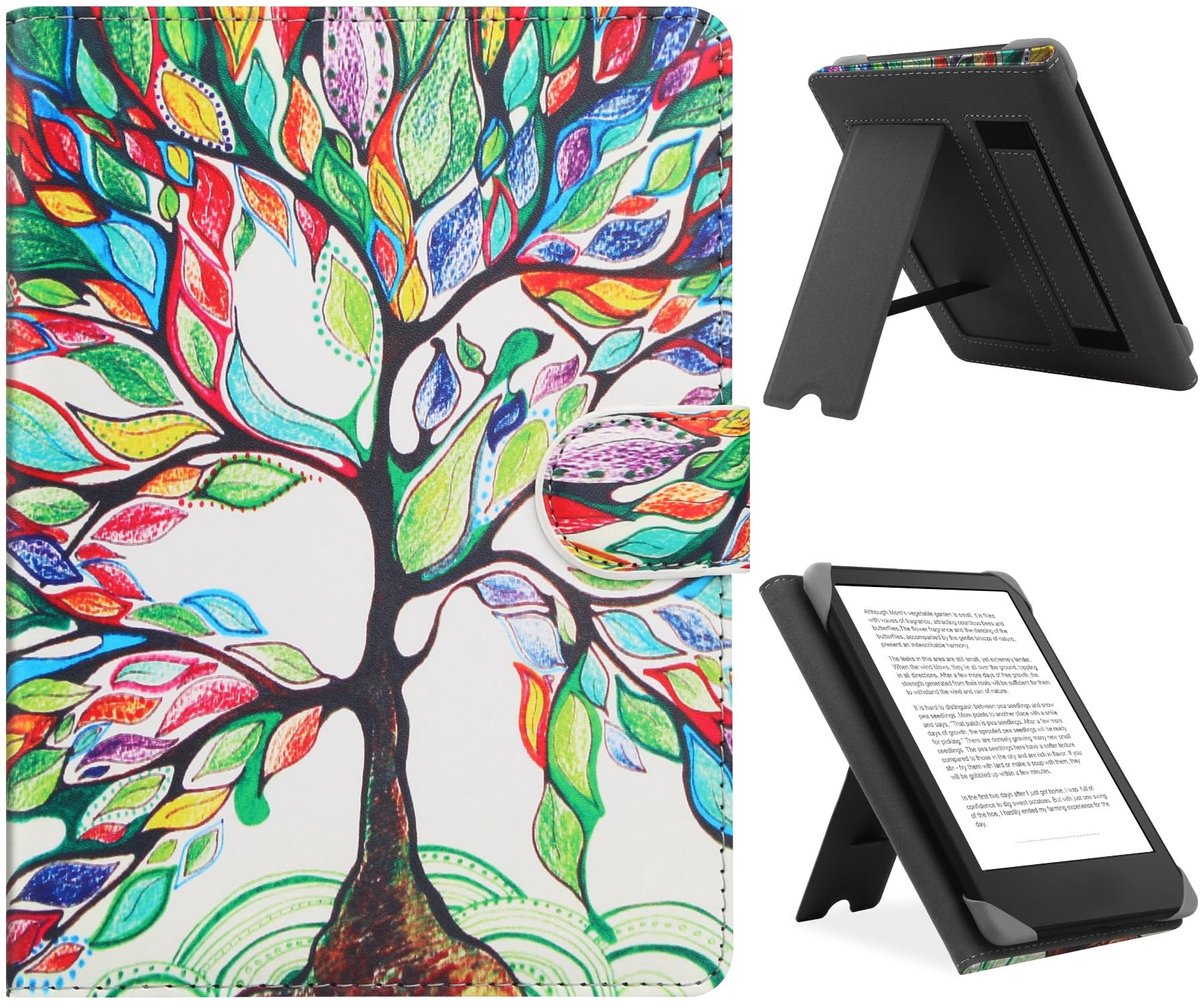 Dailygoods - HoYiXi Universele hoes voor 6,8", 7" e-book readers, compatibel met Kindle Paperwhite 2024-2019/Kobo Clara HD/Kobo Clara 2E, leren standaard, beschermhoes voor 6-6,8 inch pocketbook/Tolino/Sony