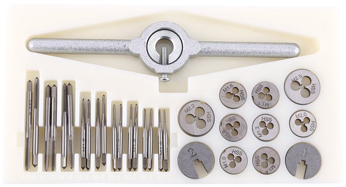 Dailygoods - 30 STKS M1.0-M2.5 Metrische Dies Kranen Set Verstelbare 2mm HSS Spanner Kit [] 【VEEL GEBRUIKT】
