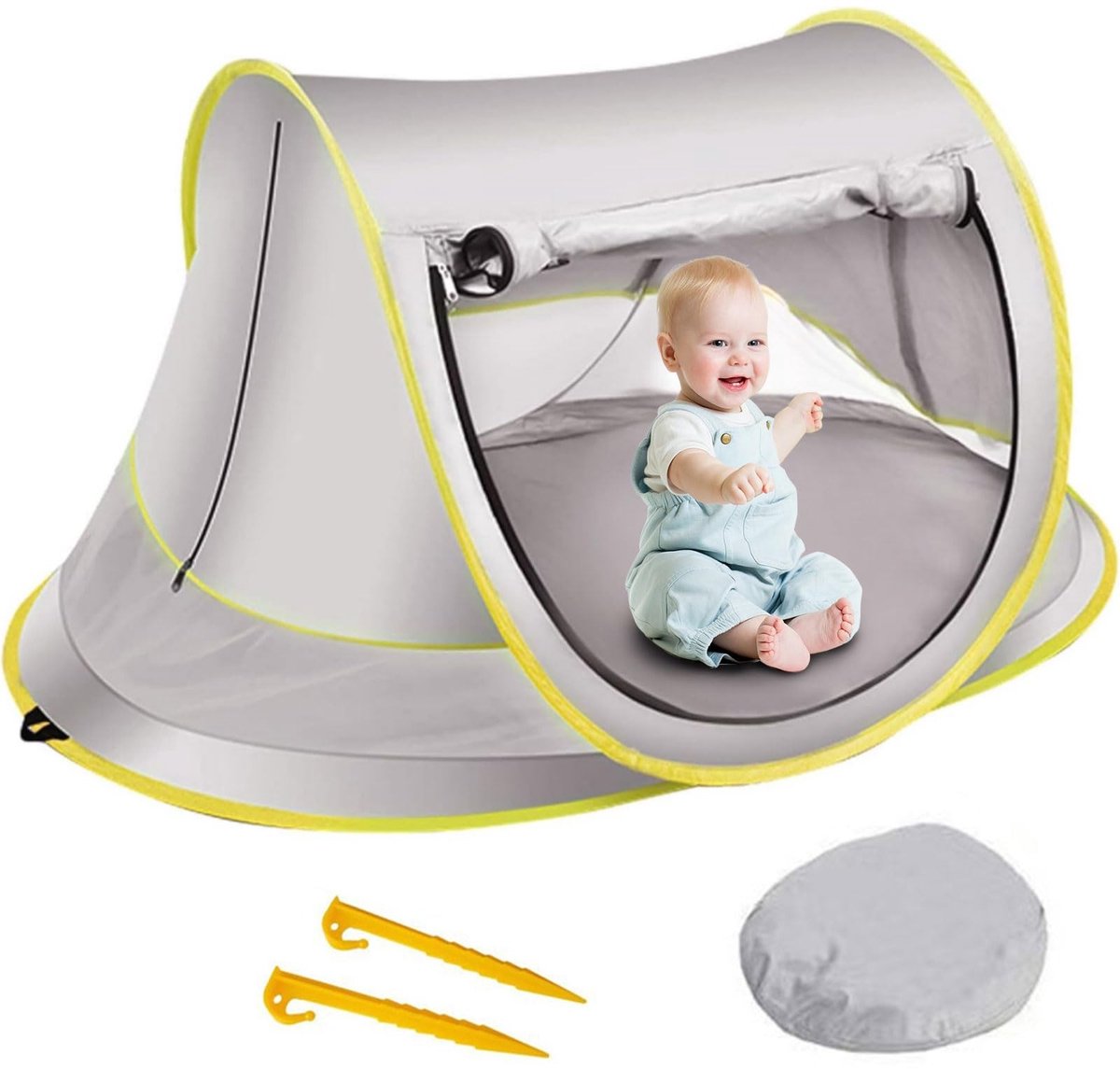 Dailygoods- Baby Tent UV-bescherming SPF 50+ - Opvouwbaar - Draagbaar - Strandtent - Voor peuters 0-2 jaar - Automatische zonneschermtent