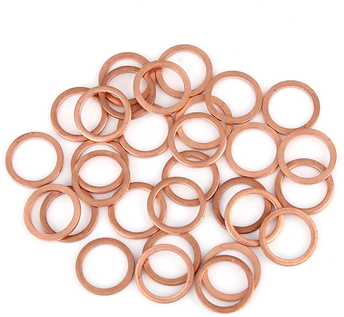 Dailygoods- Afdichtring 30 Stuks - Koperen Schijf - Platte Afdichtring - 12 x 16 x 1,5 mm - Vervanging - Hoogwaardige Kwaliteit - Dichting