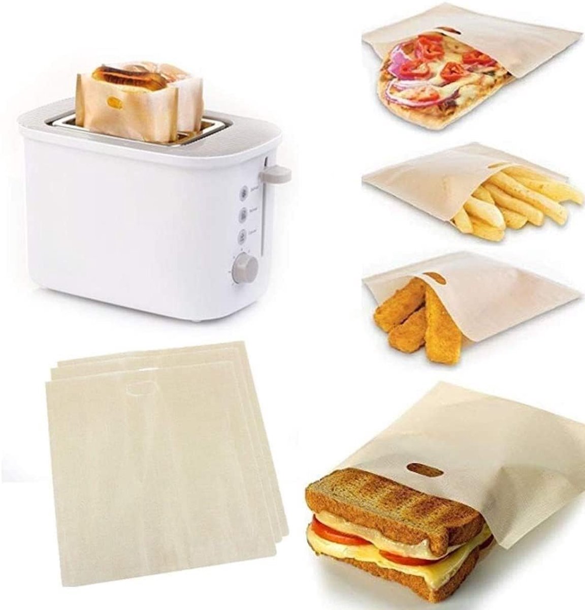 Broodrooster Zakken - Herbruikbare Tassen - Sandwiches Bereiden - Anti-aanbak - 10 Stuks - Rood