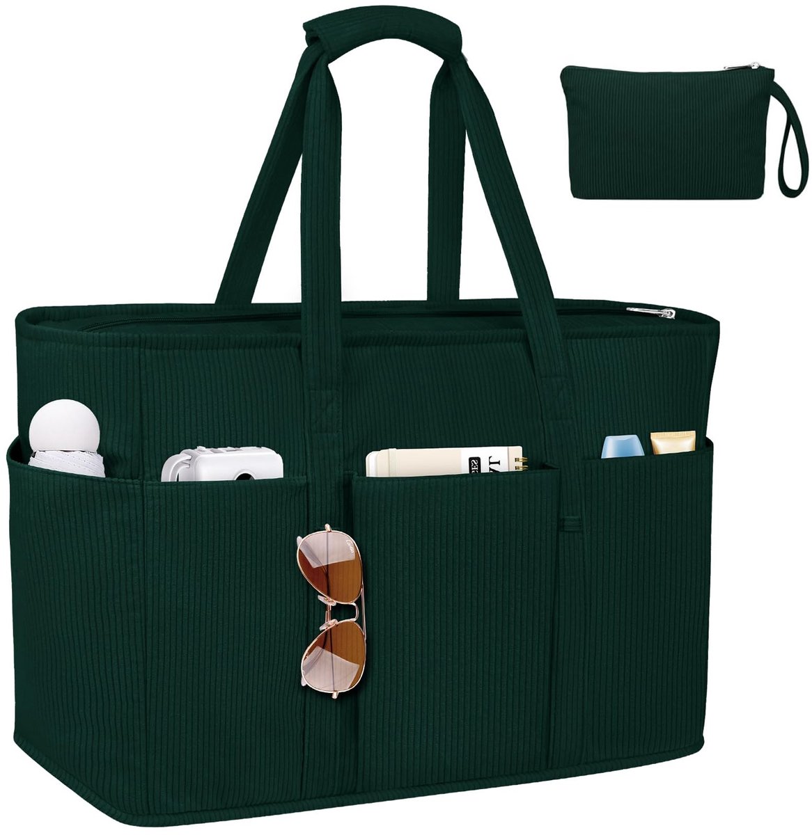 Dailygoods- Strandtas Waterdicht - Grote Capaciteit 45L - Draagtas voor Dames - Met Ritssluiting - Scheurbestendig Corduroy - Tot 20 kg Belastbaar - Boodschappentas