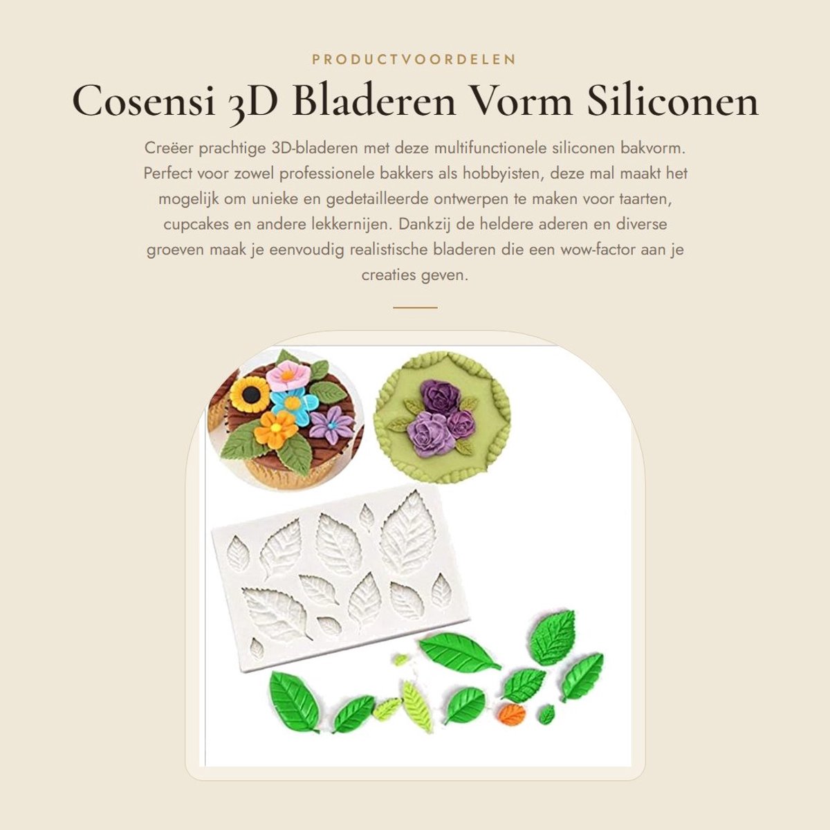Dailygoods- Cake Bakvorm 3D Bladeren - Siliconen Mal - Voedselkwaliteit - Multifunctioneel - Hoge Temperatuurbestendigheid - Herbruikbaar