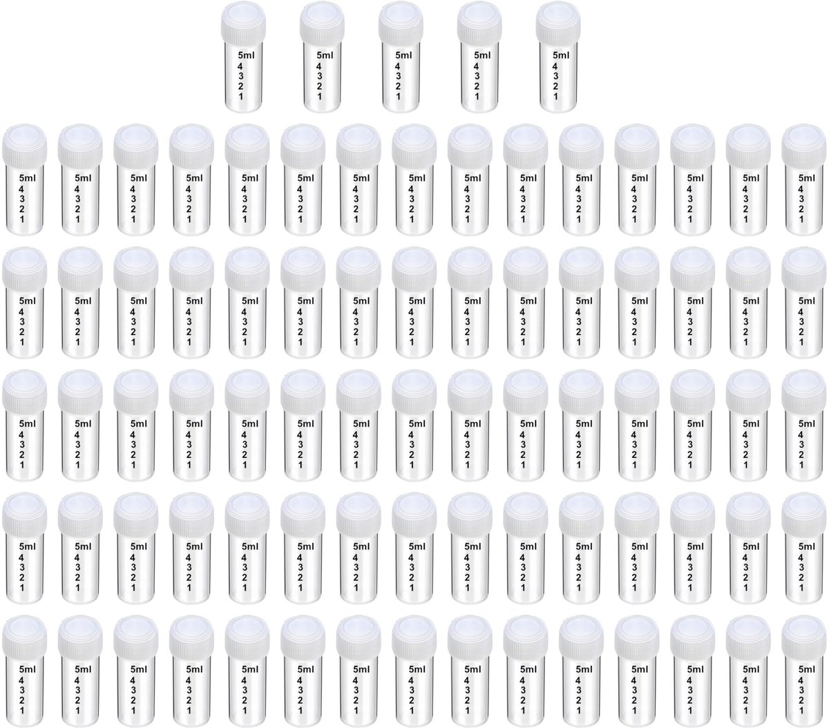 Solidchoice- Reageerbuisjes 80 Stuks - 5 ml - Transparante Kunststof - Vriezerbestendig - Goede Afsluitdop - Eenvoudige Bediening - Laboratoriumbuis