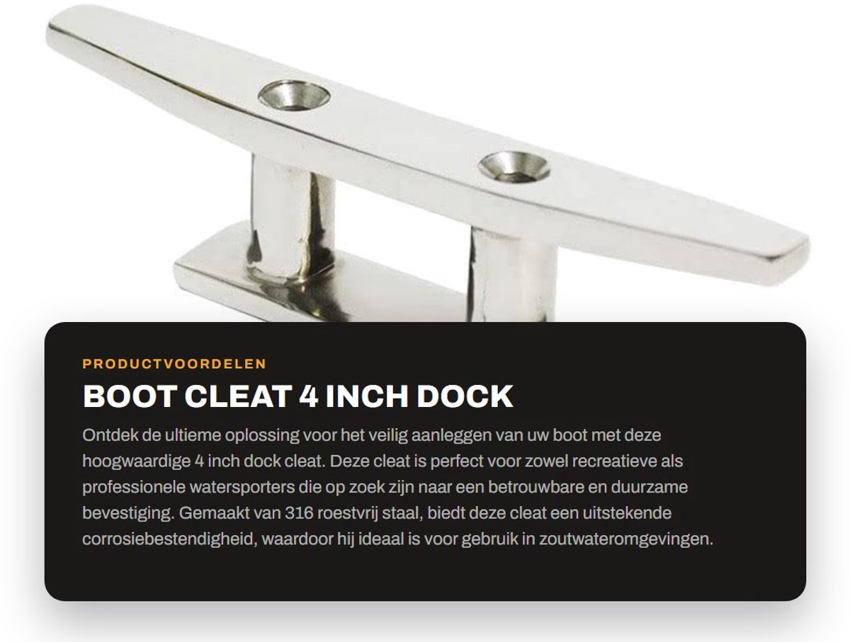 Solidchoice- Dock Cleat 4" - 316 Roestvrij Staal - Duurzaam - Marine Kwaliteit - Schroeven - Corrosiebestendig - Bootbevestiging