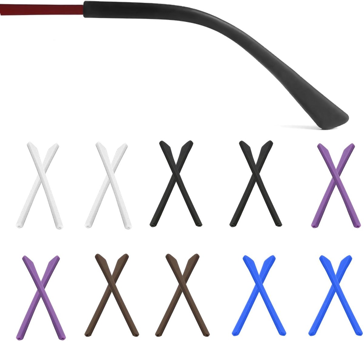 Dailygoods- Brilpootje Siliconen - 10 Paar Antislip - Oorkussens - Reparatieonderdelen - Vervangstukken - Geschikt voor Metalen Zonnebrillen - Brilbescherming