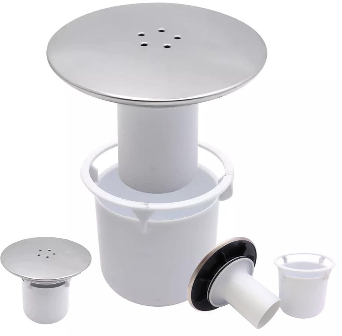 Dailygoods- Doucheafvoer Douche Drain Protector - Afvoerplug - Afvoerstop - Afvoerplug zonder overloop - Doucheafvoerkap haarvanger - Afneembare Hoes 11,5 cm