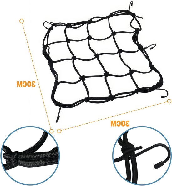 Duurzaam Elastisch Bagagenet 30 x 30 cm, Geschikt voor Motoren, Boten en Fietsen — afbeelding 5