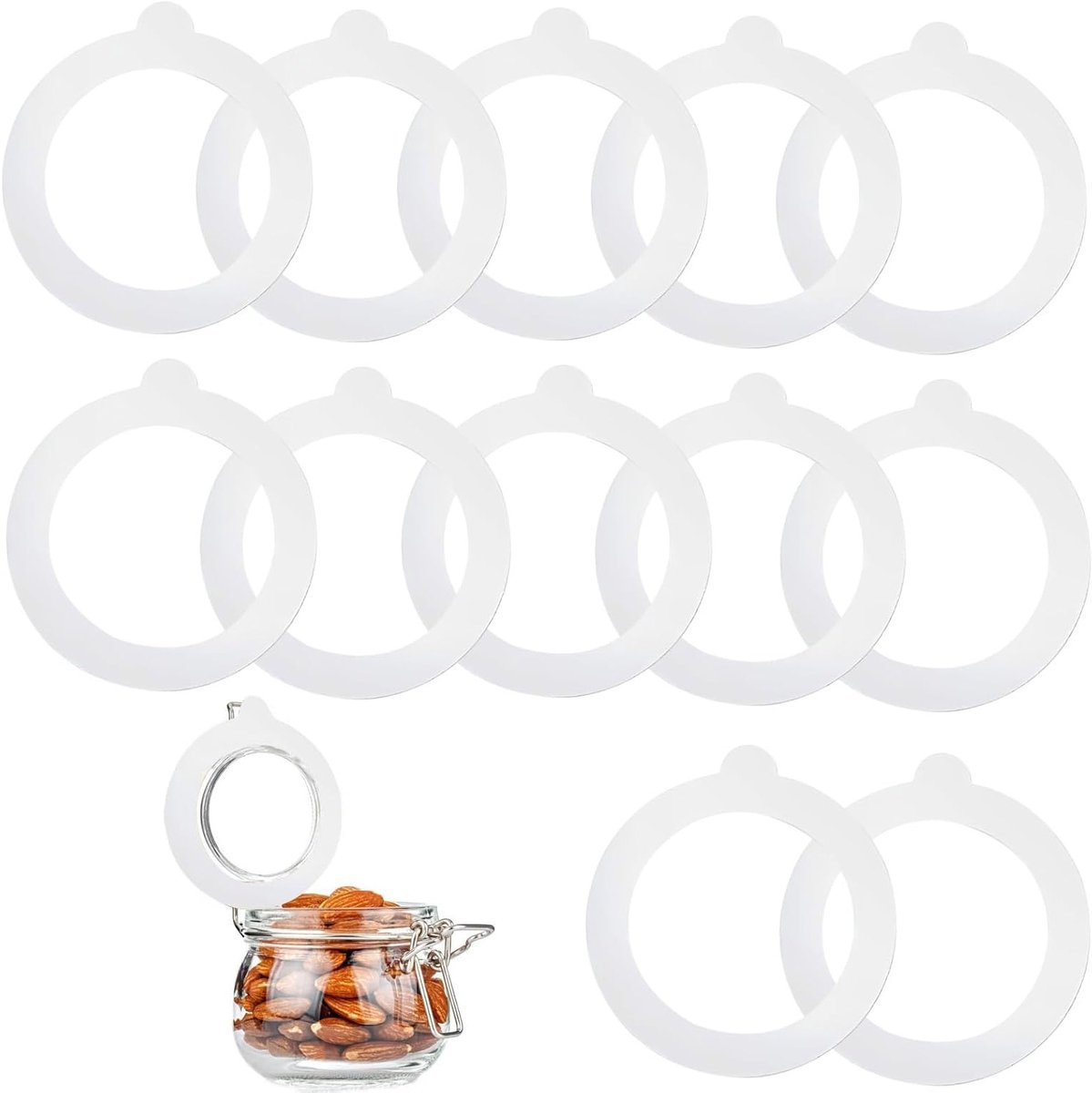 Set van 12 Siliconen Vervangingsringen voor Inmaakpotten, 95 x 73 mm, Voedselbewaring, Silicone Seals, Inmaakaccessoires, Rubber Ringen voor Potten