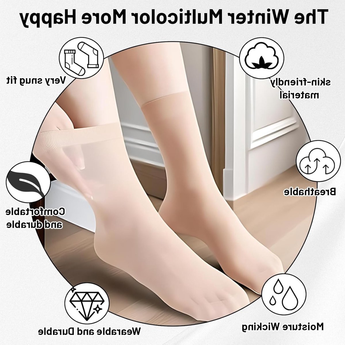 Comfortabele Nylon Kniekousen voor Dames | 6 Paar beige Kousen in Grote Maat | Ademend en Stevig voor Dagelijks Gebruik