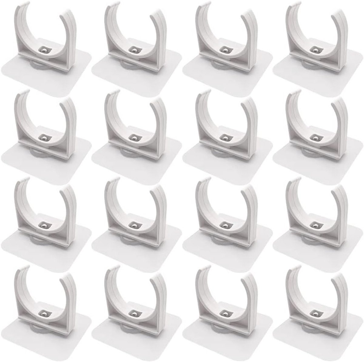 16-delige Set Plastic Slangklemmen met Binnen Diameter 40mm, Zelfklevende PVC Klemmen voor Waterleidingen en Buizen