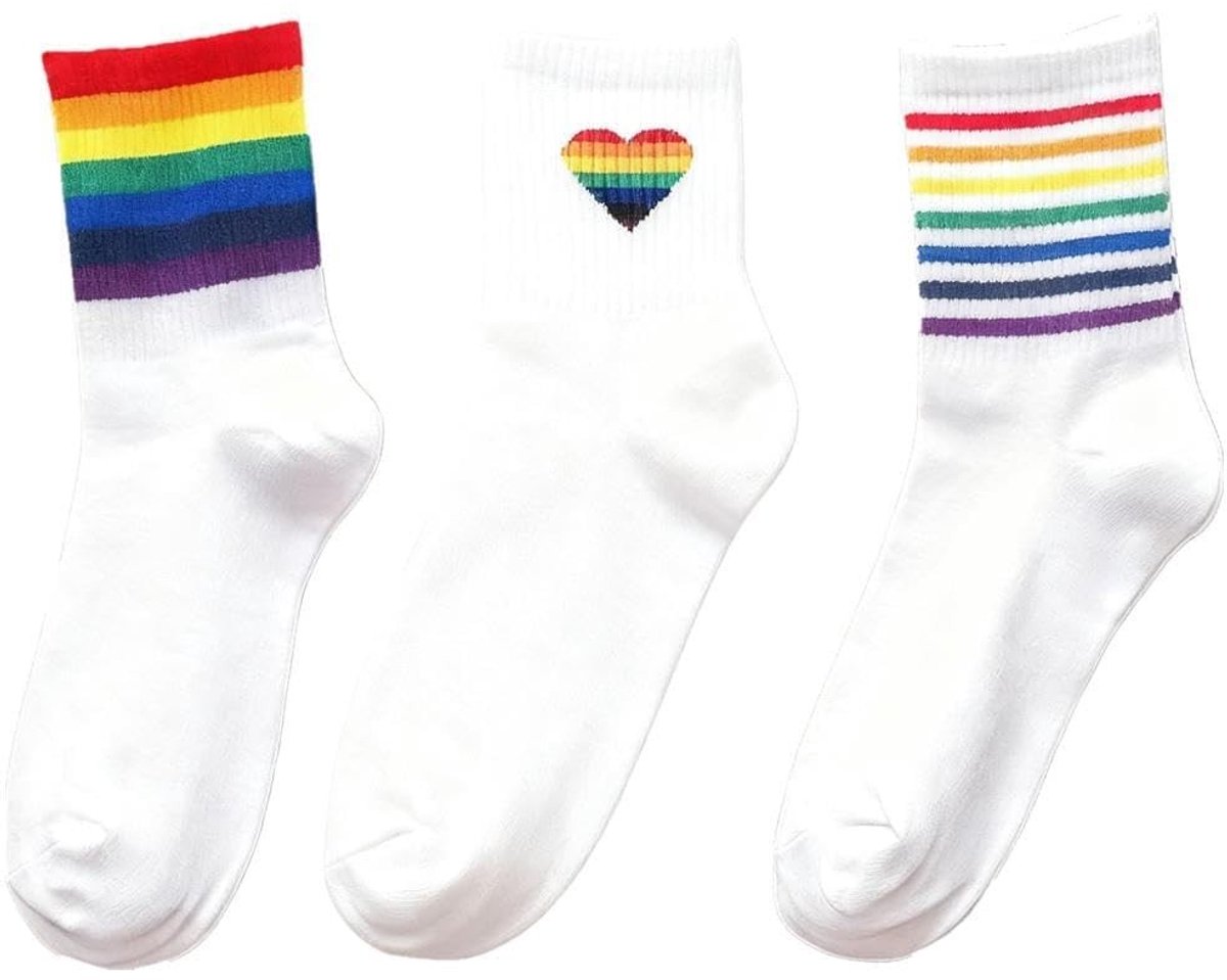 Dailygoods- Sokken Unisex - 3-pack met Regenboogontwerpen - Pride-sokken - LGBTQIA2S+ Essentials - Kleurige Fashion Statement - Eén Maat