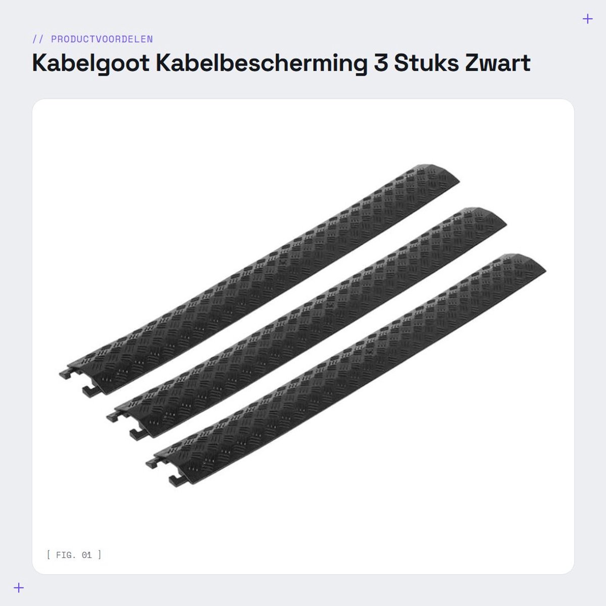 Dailygoods - Kabelgoot - Kabelbescherming - 3 Stuks - Zwart - Remdrempel - Geschikt voor Elektriciteitsbedrijf en Bouw