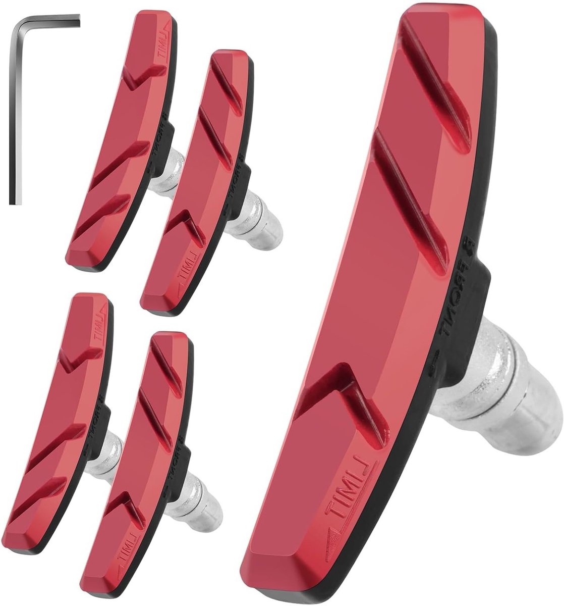V Brake Pad Set met Moeren en Vulplaten voor 70 mm V Brake, Ideaal voor Racefietsen en Mountainbikes, Inclusief Inbussleutel