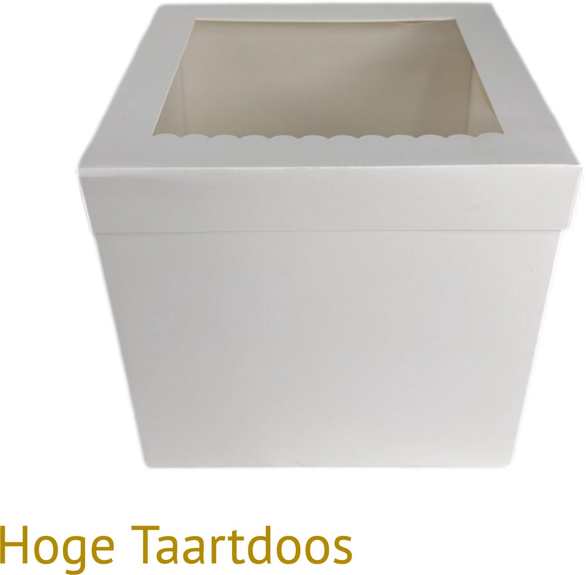 Bakdozen.nl - Hoge Taart Dozen - Taart Box - Vershouddoos Met Transparante Venster - Sierluifel - Wit - 10 Stuks - 32x32x30 cm