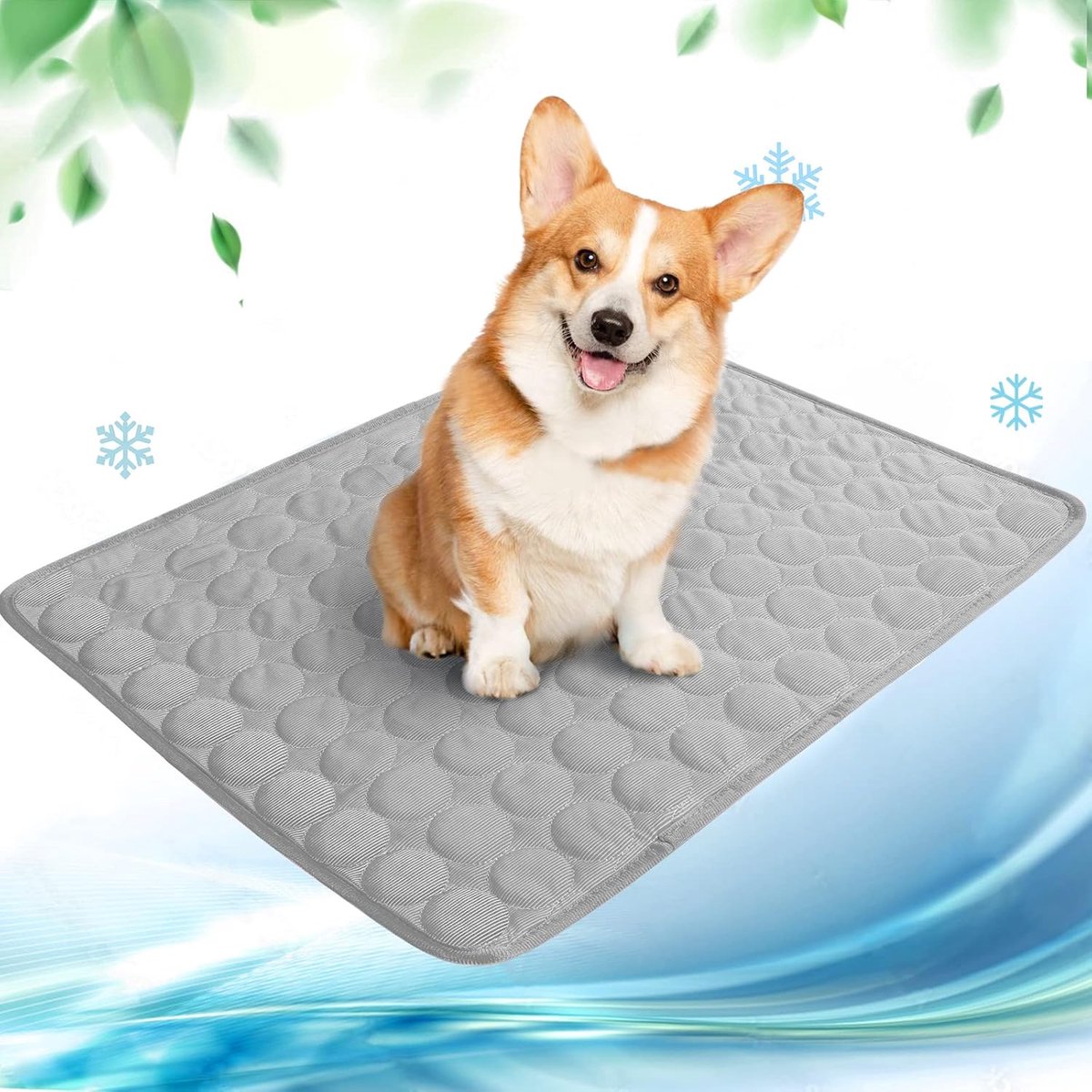 OLOEY Koelmat voor honden-zelfkoelende hondenmat-geschikt voor gebruik in de zomer-geschikt voor thuis-buiten of in de auto (grijs-70×55cm)